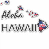 Sticker ALOHA - HAWAII ÎLES HI Drapeau NOIR (Devant)