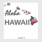 Sticker ALOHA - HAWAII ÎLES HI Drapeau NOIR (Feuille)