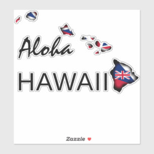 Sticker ALOHA - HAWAII ÎLES HI Drapeau NOIR