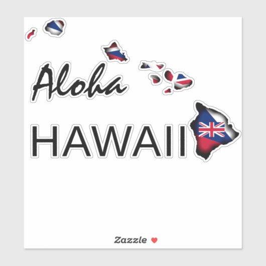 Sticker ALOHA - HAWAII ÎLES HI Drapeau NOIR (Feuille)