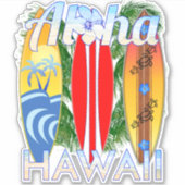 Sticker Aloha Hawaii Iles Surf (Devant)