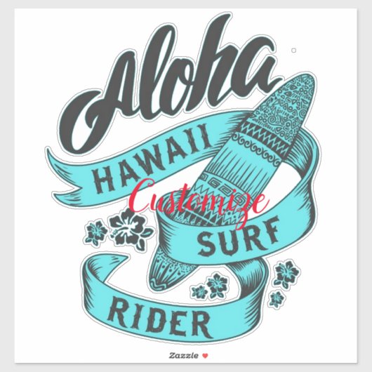 Sticker Aloha Hawaii Surf Rider Thunder_Cove (Feuille)