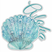 Sticker Aloha Hawaii Turquoise Clam Shell (Devant)