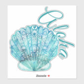 Sticker Aloha Hawaii Turquoise Clam Shell (Feuille)