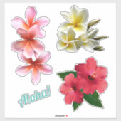 Sticker Aloha Hawaiian Flowers Plumeria Hibiscus (Feuille)