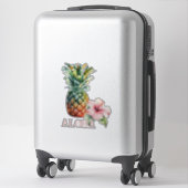 Sticker Aloha Hibiscus Ananas à fleurs (Sur valise)
