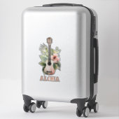 Sticker Aloha Hibiscus Fleur Guitare (Sur valise)