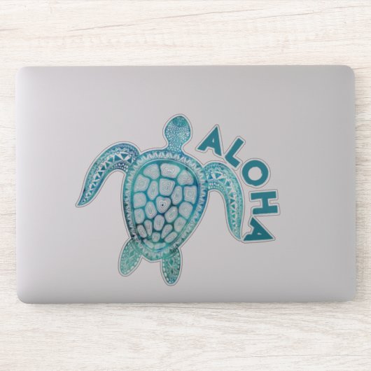 Sticker Aloha Turquoise de mer Hawaïenne (Ordinateur)