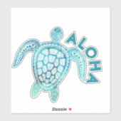Sticker Aloha Turquoise de mer Hawaïenne (Feuille)