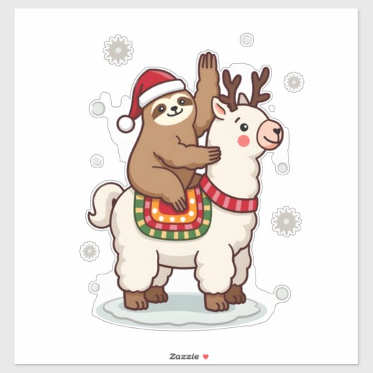 Sticker Alpaca Sloth Christmas (Feuille)