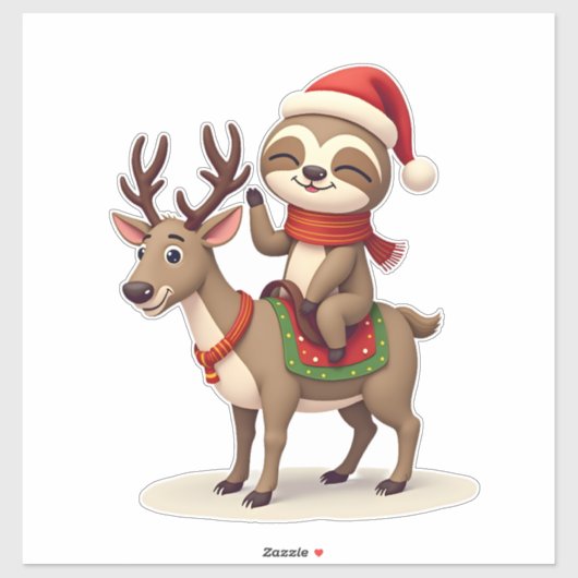 Sticker Alpaca Sloth Christmas (1) (Feuille)
