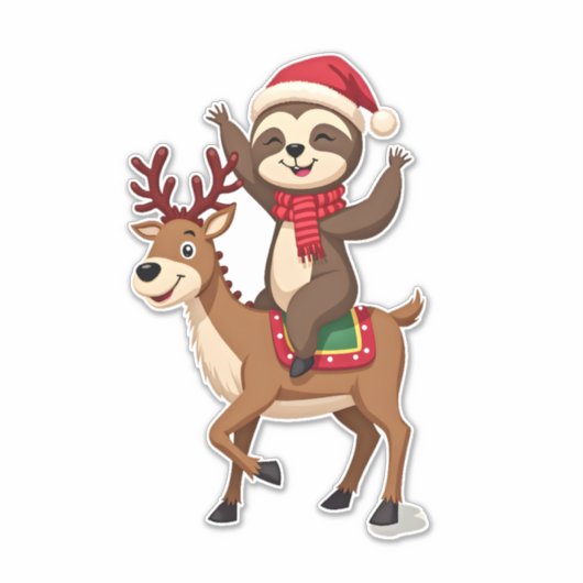 Sticker Alpaca Sloth Christmas (4) (Devant)