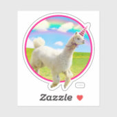 Sticker Alpaca Unicorne sous ciel ciel (Feuille)