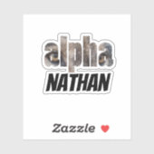 Sticker Alpha | Wolf Eyes prénom avec typographie noire (Feuille)