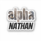 Sticker Alpha | Wolf Eyes prénom avec typographie noire (Devant)