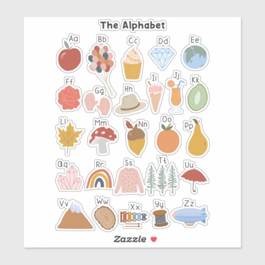 Sticker Alphabet A à Z avec photos Enfants (Feuille)