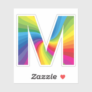 Sticker Alphabet arc-en-ciel coloré M