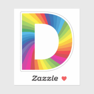 Sticker Alphabet arc-en-ciel coloré mignon D
