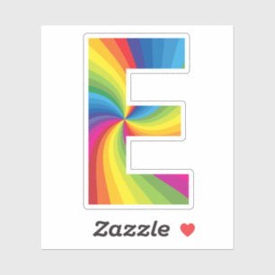 Sticker Alphabet arc-en-ciel coloré mignon E