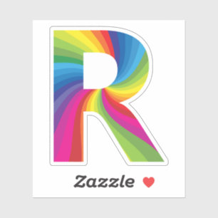 Sticker Alphabet arc-en-ciel coloré mignon R