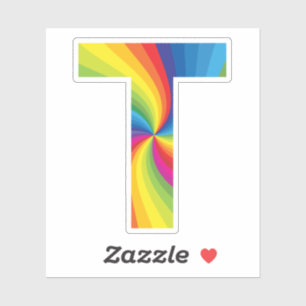 Sticker Alphabet arc-en-ciel coloré mignon T