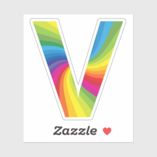 Sticker Alphabet arc-en-ciel coloré mignon V