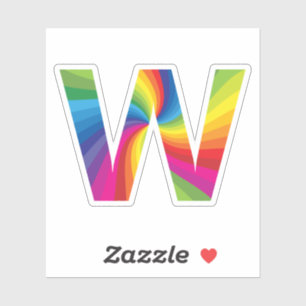 Sticker Alphabet arc-en-ciel coloré mignon W