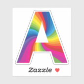 Sticker Alphabet arc-en-ciel couleur mignon A (Feuille)