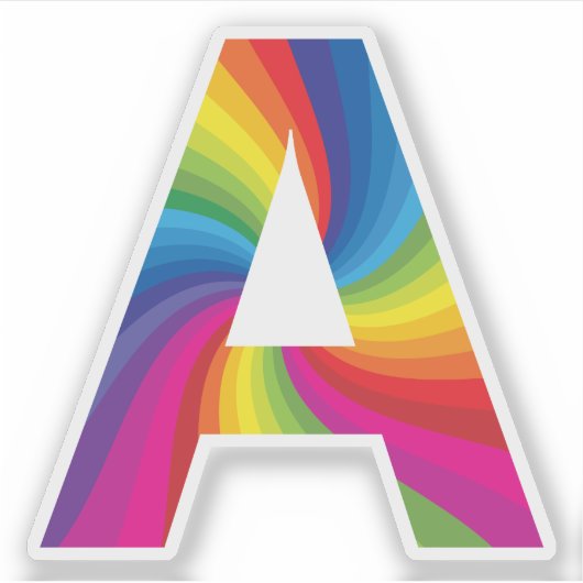 Sticker Alphabet arc-en-ciel couleur mignon A (Devant)