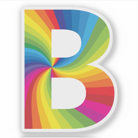 Sticker Alphabet arc-en-ciel couleur mignon B (Devant)