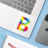 Sticker Alphabet arc-en-ciel couleur mignon B (Ordinateur portable avec iPhone)