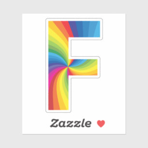 Sticker Alphabet arc-en-ciel couleur mignon F