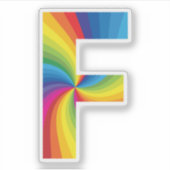 Sticker Alphabet arc-en-ciel couleur mignon F (Devant)