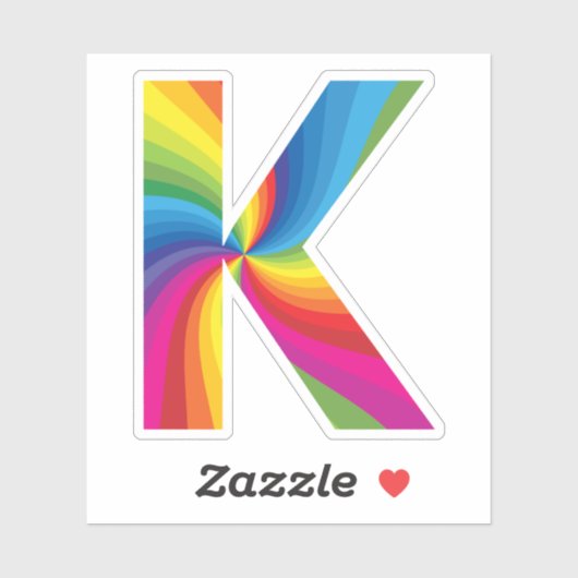 Sticker Alphabet arc-en-ciel couleur mignon K (Feuille)
