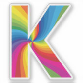 Sticker Alphabet arc-en-ciel couleur mignon K (Devant)