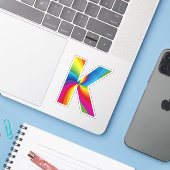 Sticker Alphabet arc-en-ciel couleur mignon K (Ordinateur portable avec iPhone)