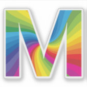 Sticker Alphabet arc-en-ciel couleur mignon M (Devant)