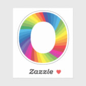 Sticker Alphabet arc-en-ciel couleur mignon O (Feuille)
