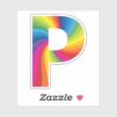 Sticker Alphabet arc-en-ciel couleur mignon P (Feuille)