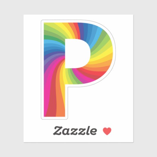 Sticker Alphabet arc-en-ciel couleur mignon P (Feuille)