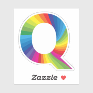 Sticker Alphabet arc-en-ciel couleur mignon Q