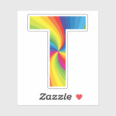 Sticker Alphabet arc-en-ciel couleur mignon T (Feuille)