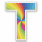 Sticker Alphabet arc-en-ciel couleur mignon T (Devant)