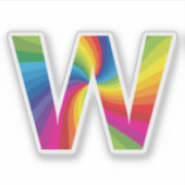 Sticker Alphabet arc-en-ciel couleur mignon W (Devant)