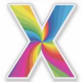 Sticker Alphabet arc-en-ciel couleur mignon X (Devant)