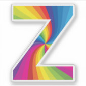 Sticker Alphabet arc-en-ciel couleur mignon Z (Devant)
