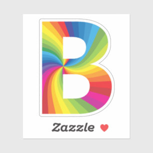 Sticker Alphabet B arc-en-ciel coloré mignon