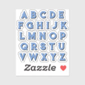Sticker Alphabet bleu Définir Lettres Coques supérieures d (Feuille)