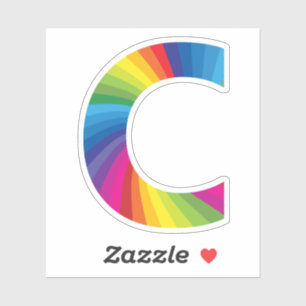 Sticker Alphabet C arc-en-ciel coloré mignon