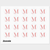 Sticker alphabet fleuri M (rouge et points) (Feuille)